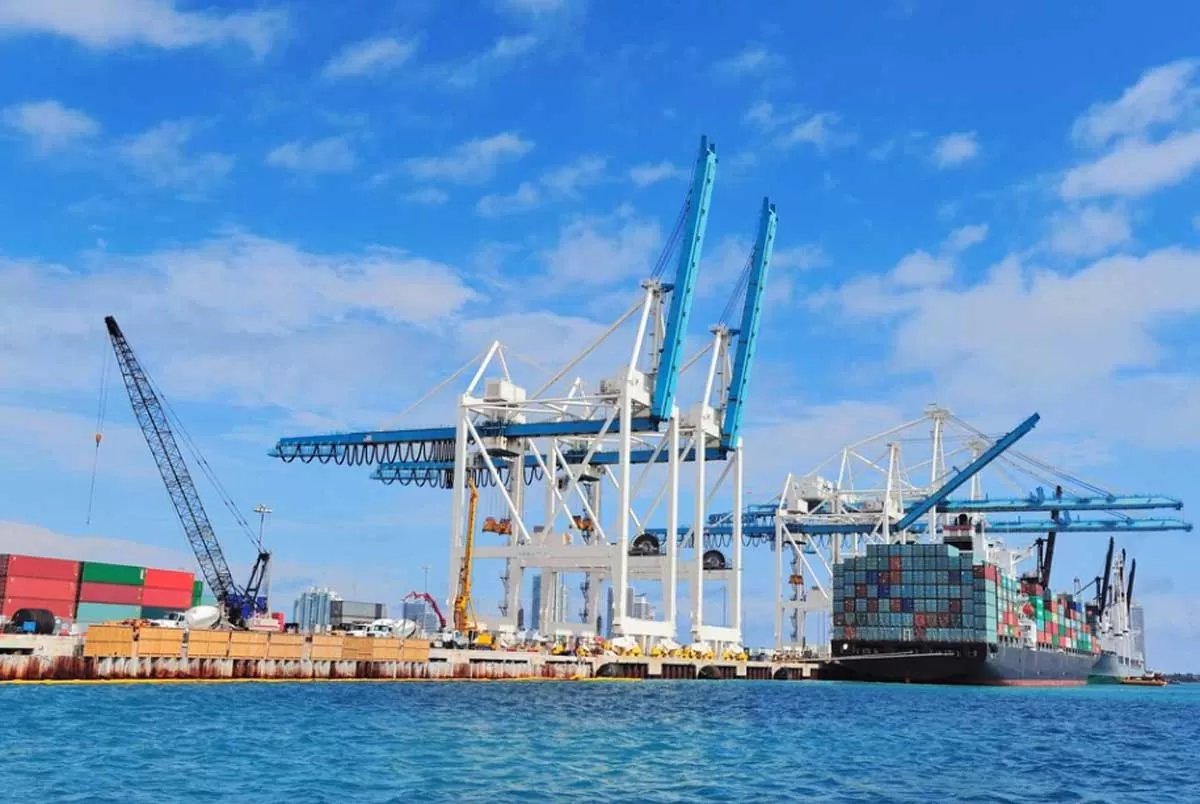 Marine vessel at port