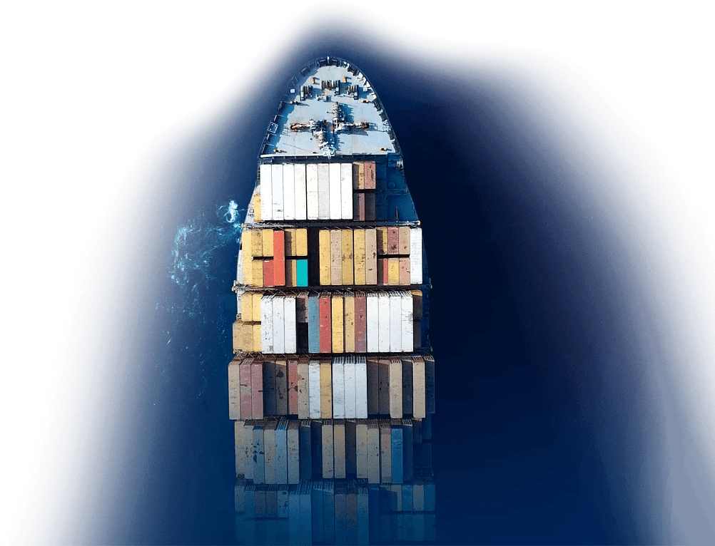 Cargo ship aerial view